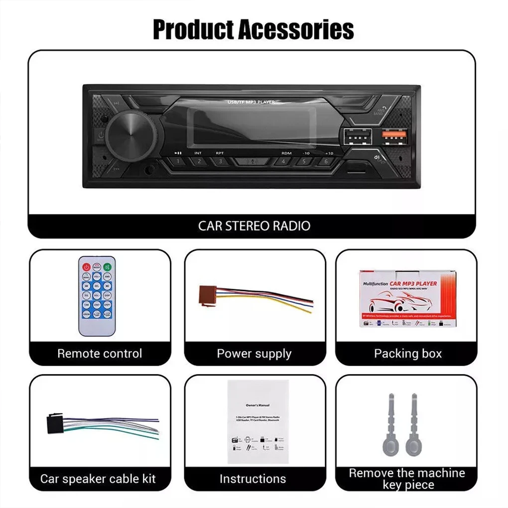 USB R CA Bluetooth Car Stereo Player With -In For Car Music USB1 Bluetooth Car Stereo Player