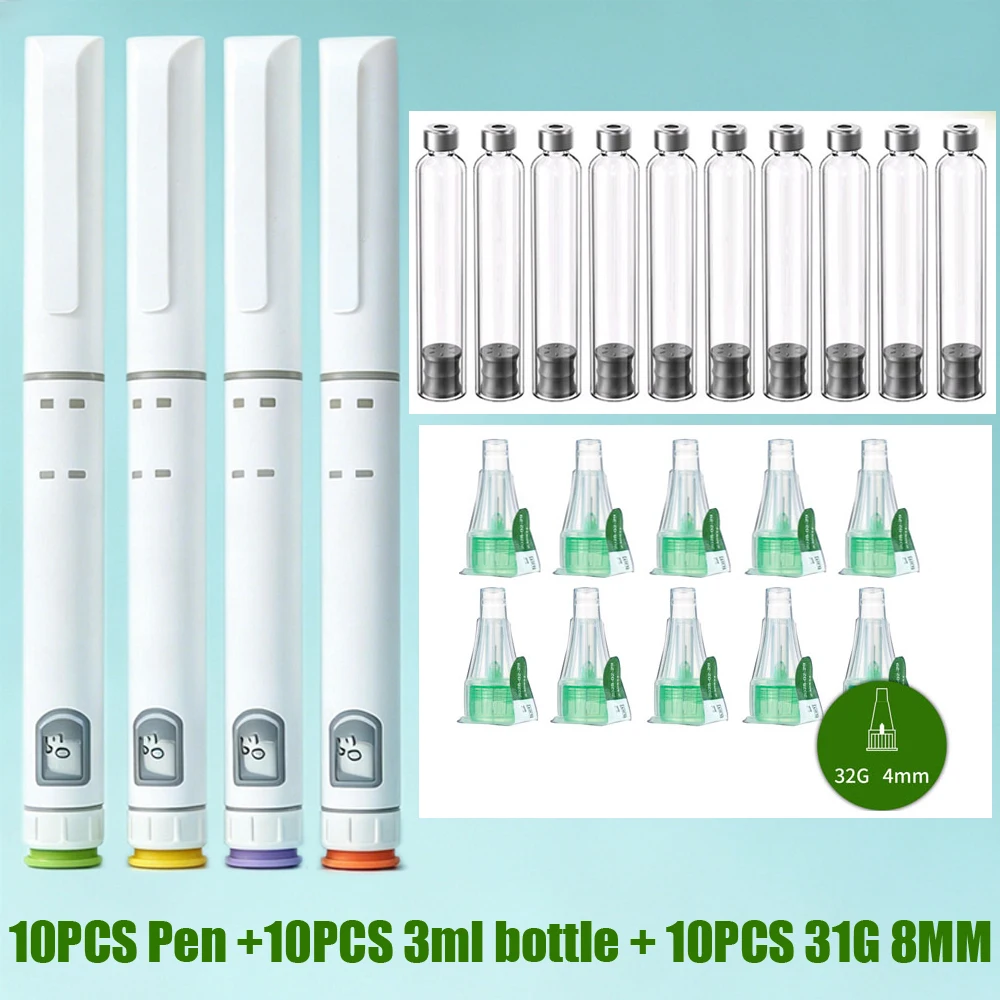 10PCS Hot Sale Disposable 60U Injection Pen Magic Pen With 3ml Glass Vial 31G 8MM Needle for Tattoo Pen insulin Syringe