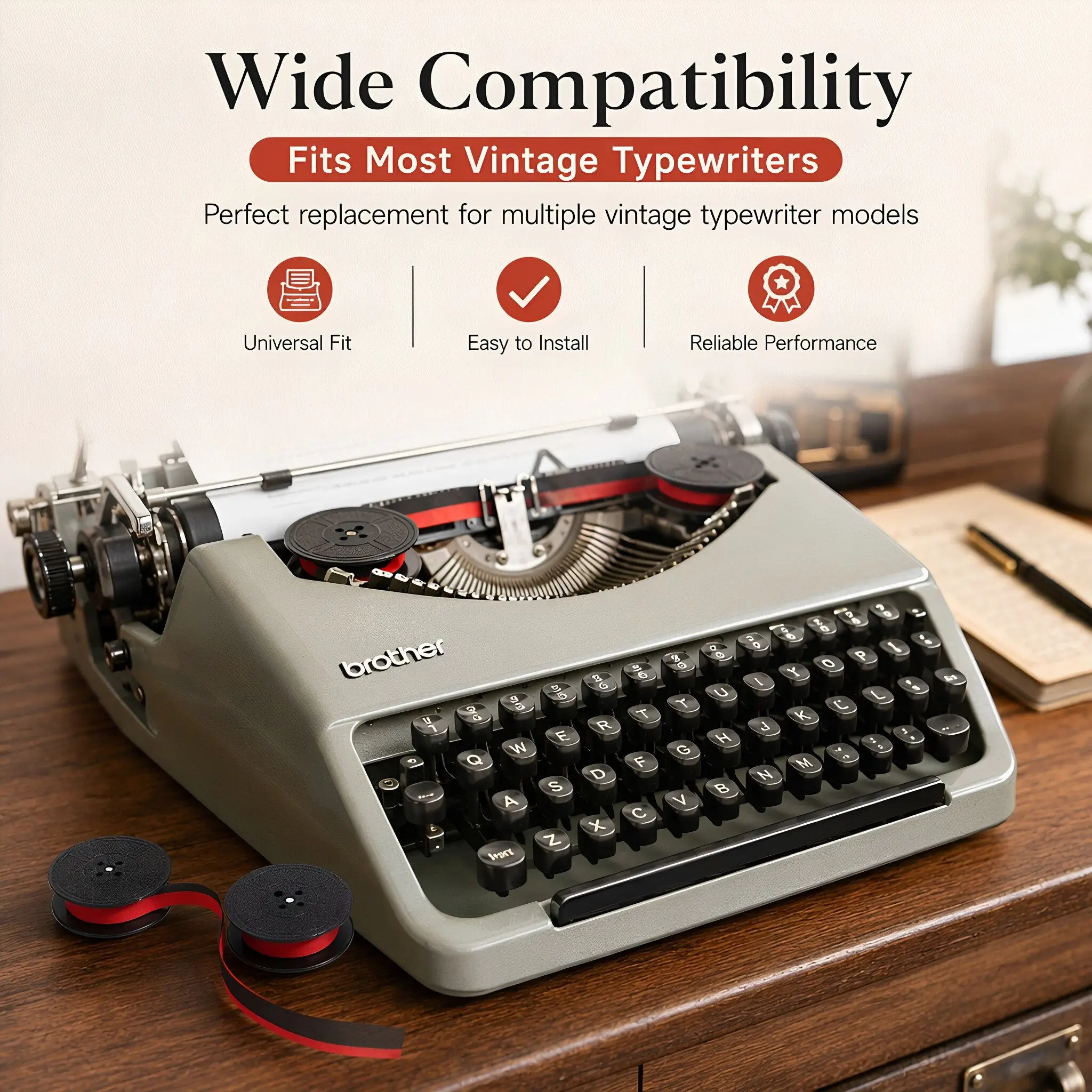 Universal Typewriter Ribbon High-Grade Nylon Twin Spool Professional Replacement Strong Ink Absorption Clear Printing