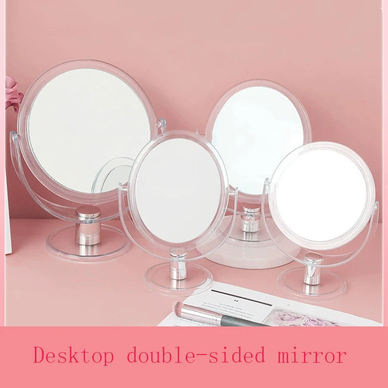 

Прозрачное зеркало для макияжа, настольное круглое двустороннее зеркало для дома, спальни, настольное туалетное зеркало в общежитии