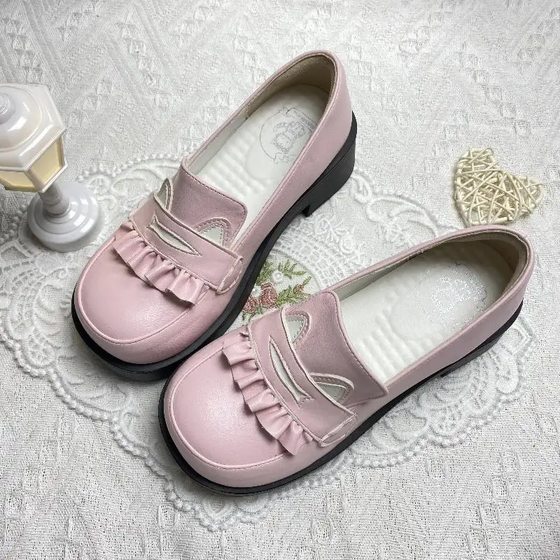 Pink Cat Academy Original Thick Soled Raised Round Head Jk Uniform Shoes Comfortable Student Shoes Lolita Single Shoes
