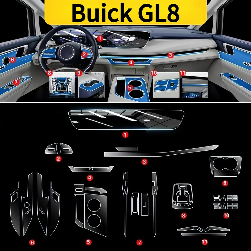 

For Buick GL8 24-25models interior protection Dashboard Multimedia GPS Navigation Transparent Scratch-Resistant Film Modificatio