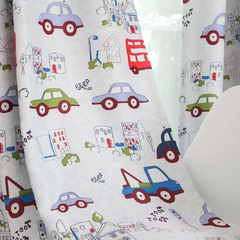 

Modern Cartoon Car Semi-Blackout Bedroom Curtain Drapes Window Treatments Sheer Curtains For Children Room Living Room WP146#30