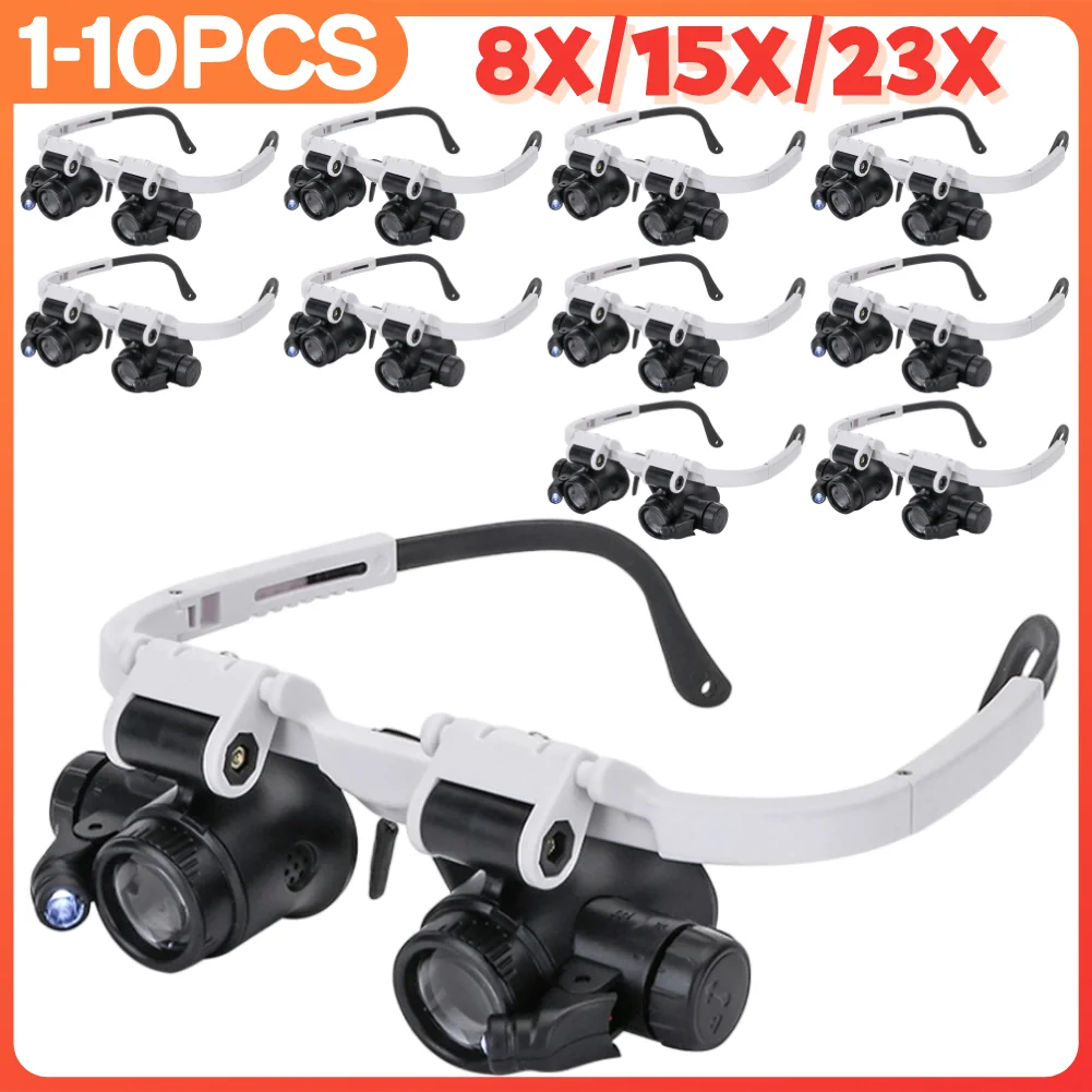 LED Magnifier Glass Loupes 8X/15X/23X Lens Reading Repair Magnifying Eyewear LED Illuminated Magnifier Eye Lens for Watch Repair