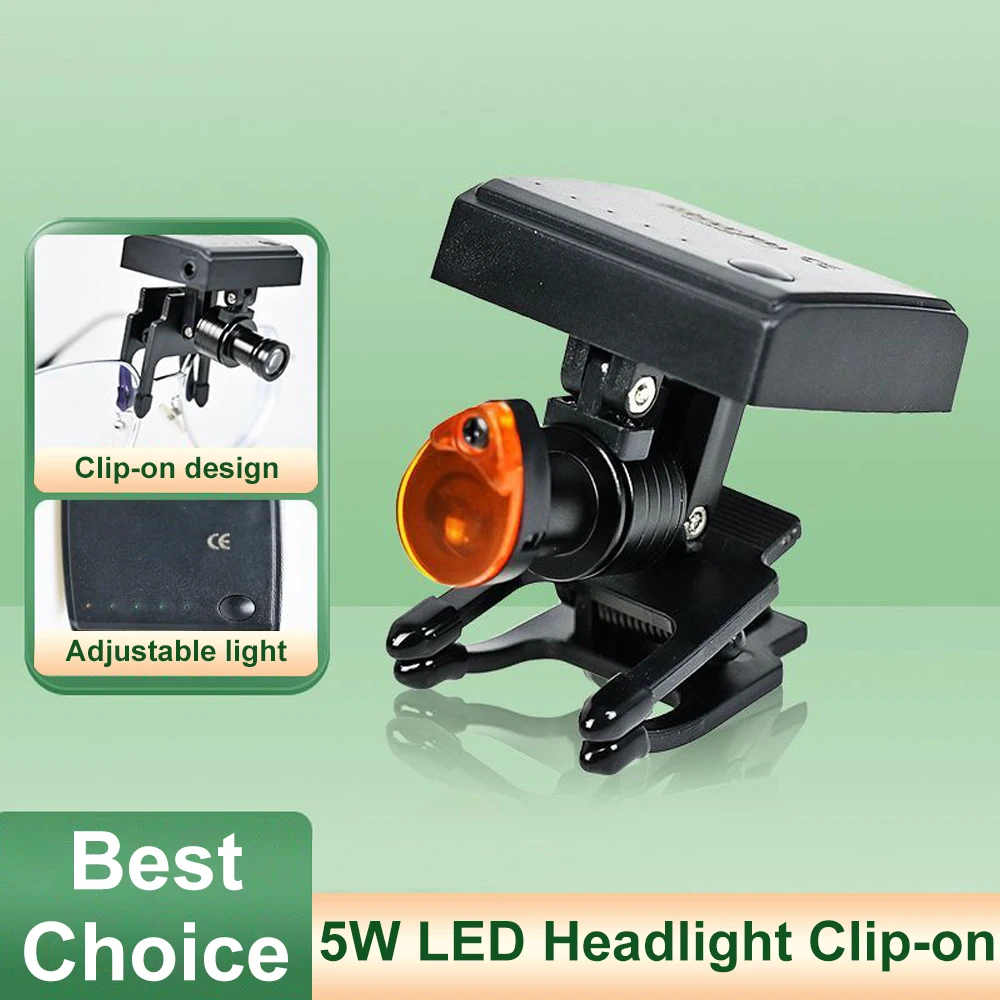 

Беспроводная портативная светодиодная стоматологическая фара 5 Вт для налобного фонаря с оптическим фильтром для стоматологической хирургической налобной лампы