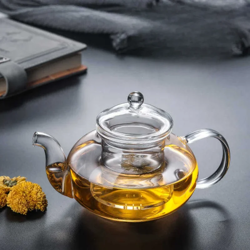 Heat-Resistant Glass Teapot 400ml/1000ml Filterable Borosilicate Glass Tea Pot Flower Tea Set Heatable Kitchenware for