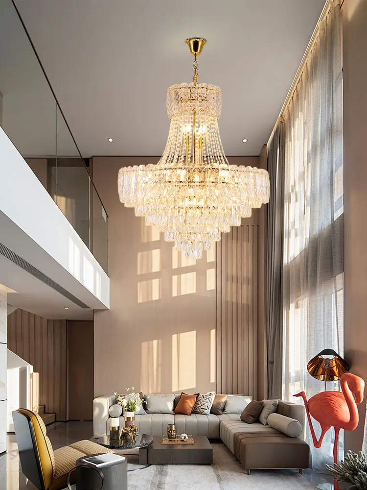 Postmodern E14 LED k9 Crystal 2024 Chandelier Lighting Hanging Lamps Lustre Suspension Luminaire Lampen For Foyer Staircase