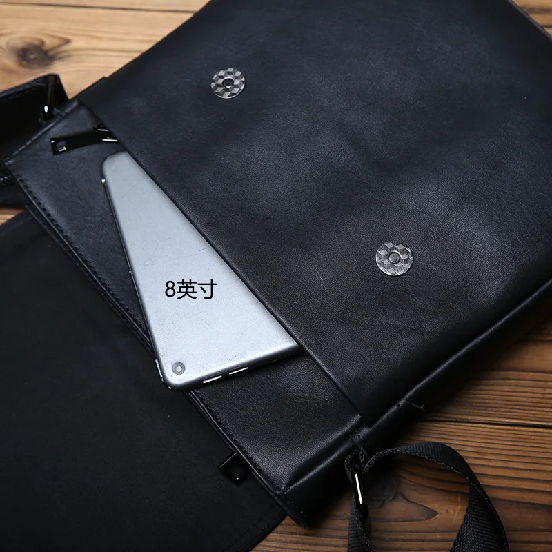 NZPJ-Leder-Umhängetasche für Herren, natürliches Rindsleder, vertikale Umhängetasche, lässig, großes Fassungsvermögen, Flip, Reißverschluss, 10", iPad – Detail 12