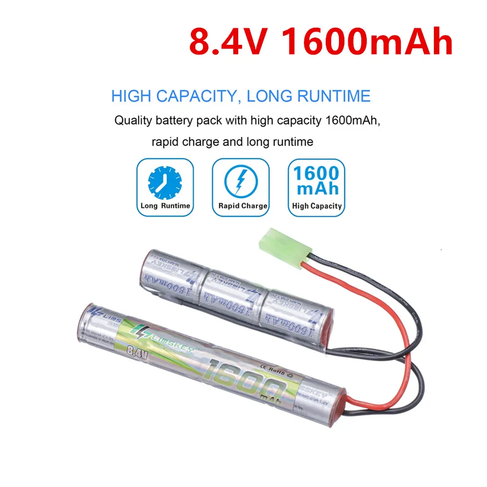 Airsoft Battery 7S 2/3A 8.4V 1600mAh Butterfly Nunchuck NiMH Battery Pack with Mini Tamiya Connector for M4 G36C M4A1-RIS M4A1