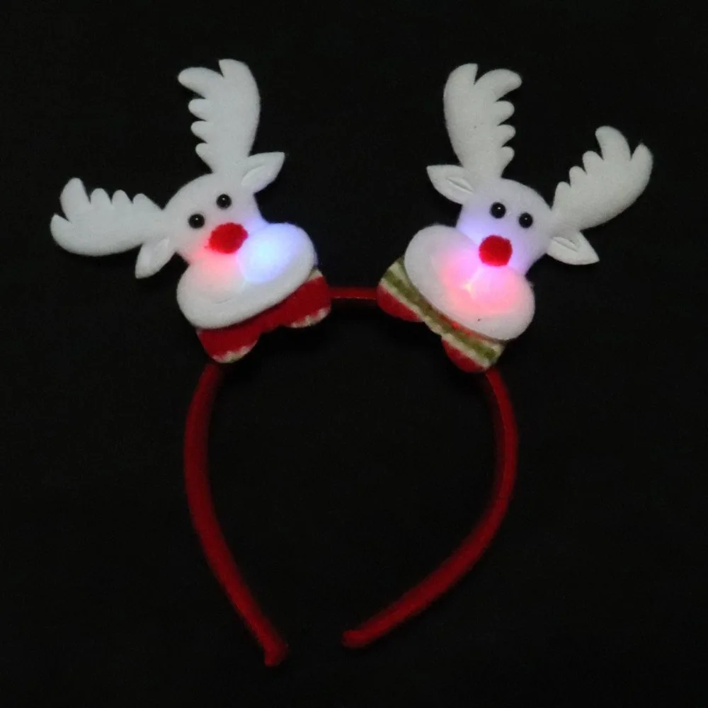 Red Snowman LED Light Headband Elk Headwear Christmas LED Headband Multiple Choice Comfortable Santa Hairband Party Decoration