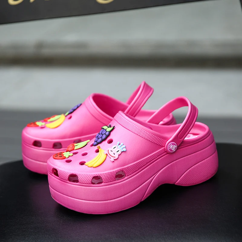 Women's Platform Clogs Thick Sole Garden Shoes Non-slip Casual Slippers Beach Shower Outdoor Summer Sandals Wedge Heel Footwear