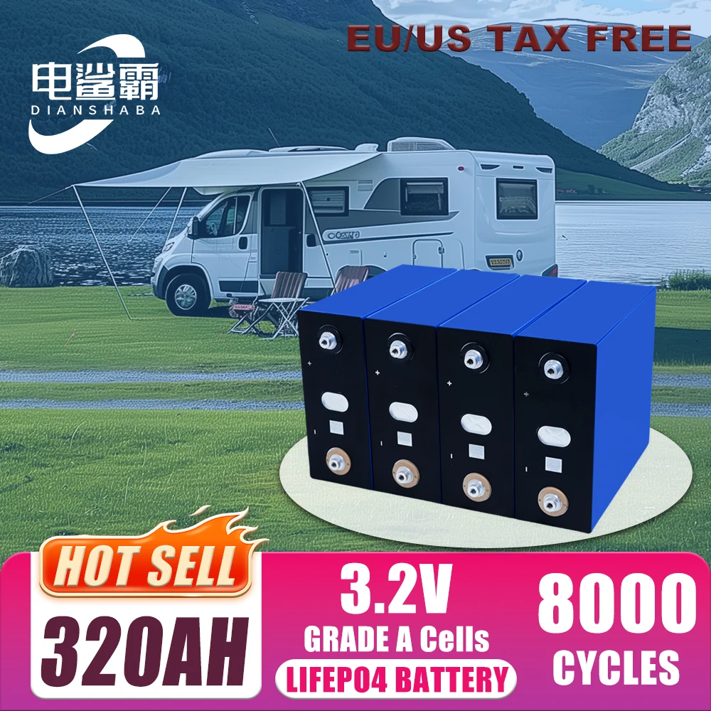 

Brand New Solar Power Storage 8000 Cycles 3.2V 320Ah DIY 12V 24V 48V Cell Pack suitable for RV Wheelchair Golf Cart Yacht