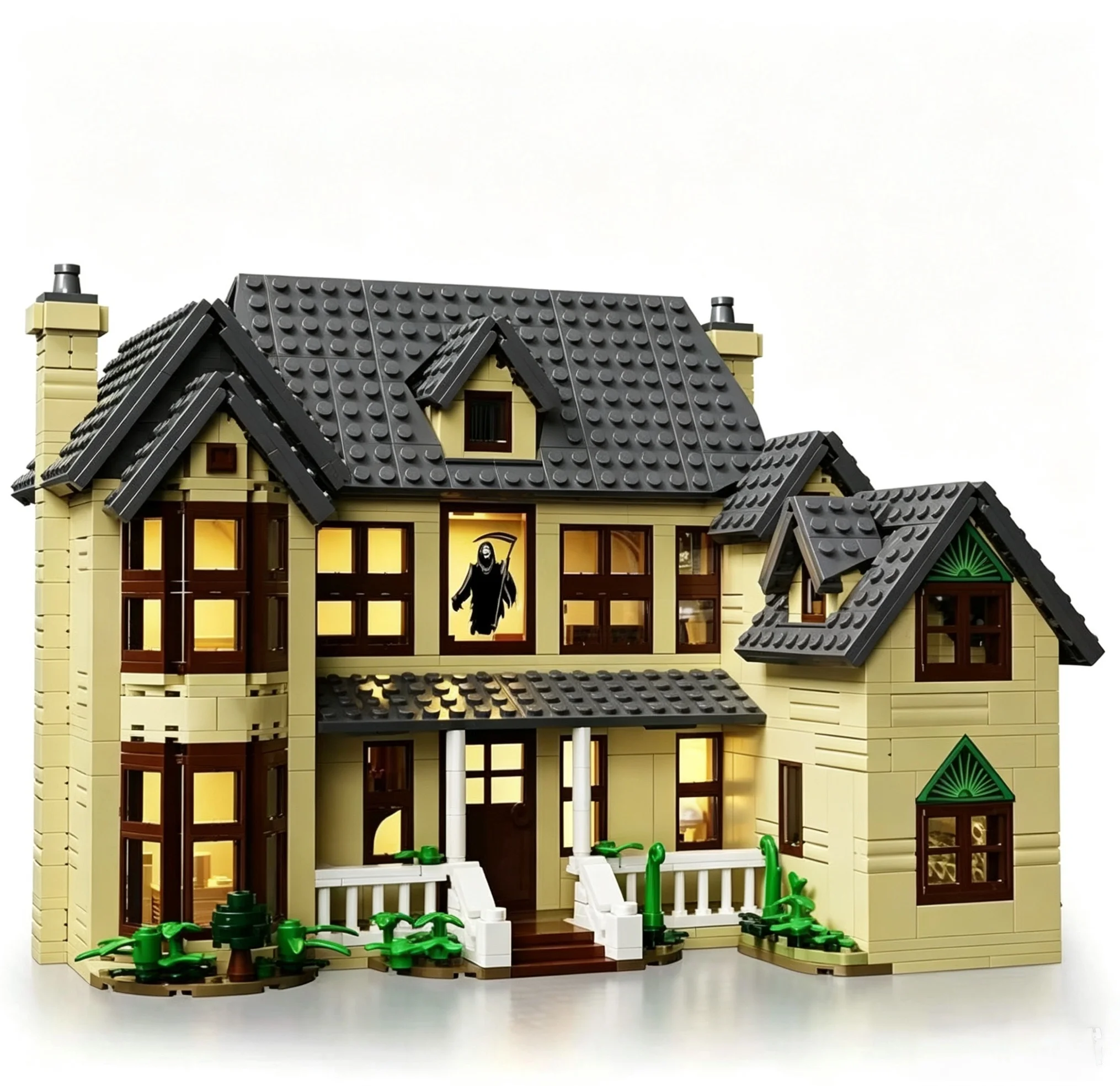 Maison Ghostface Villa d'horreur d'Halloween Blocs de construction Modèle lumineux LED Jouet de coll