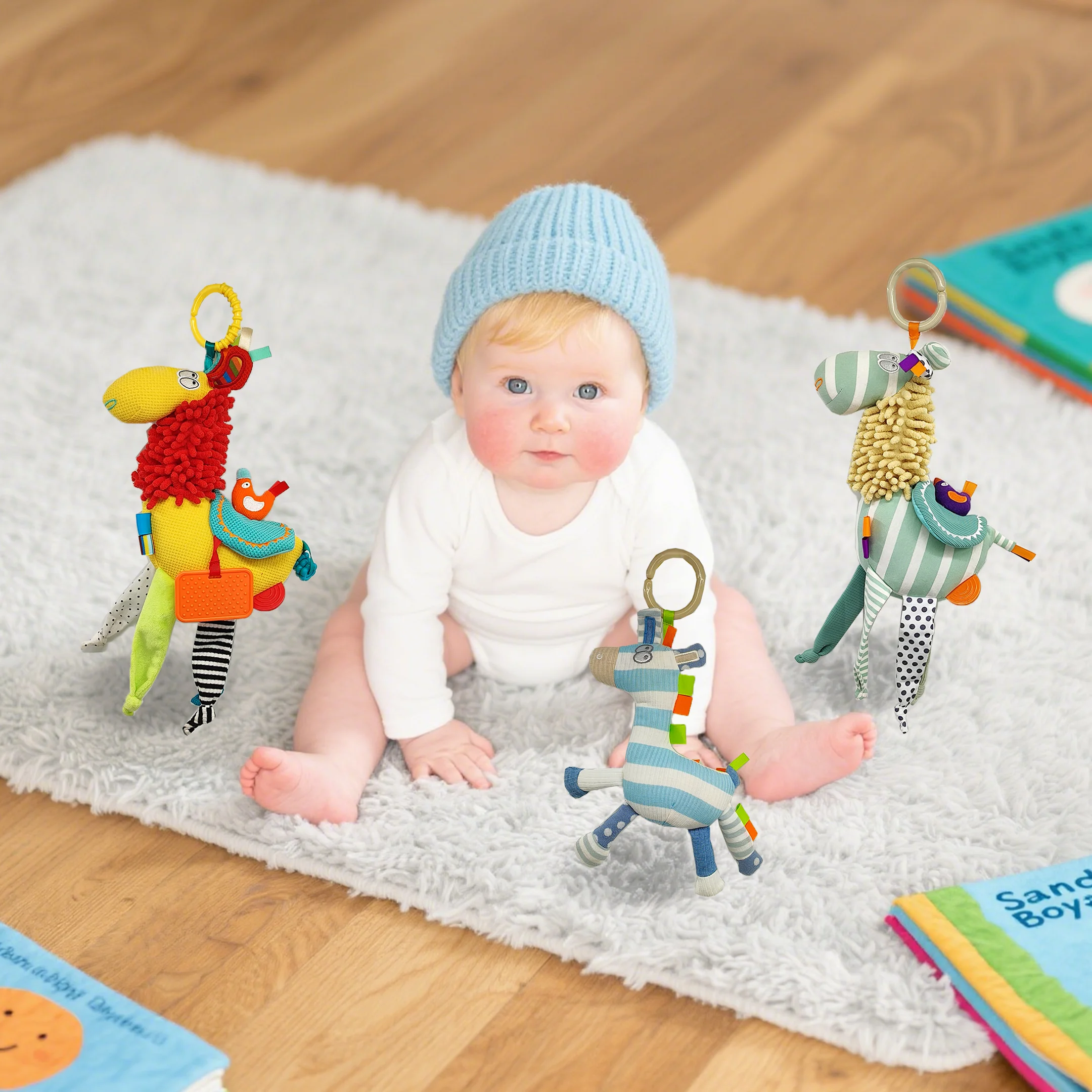 ของเล่นเด็กทารก ตุ๊กตาขนนุ่มน่ารัก รูปสัตว์ ของเล่นห้อยรถเข็นเด็ก สีสันสดใส สำหรับเด็กแรกเกิด เด็กชาย เด็กหญิง เด็กวัยหัดเดิน ของขวัญวันเกิด