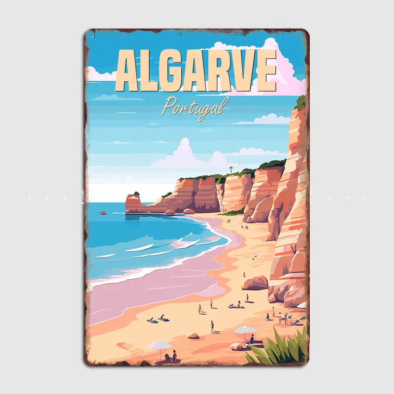 Algarve Coast in Portugal Travel Scenic Spot Vintage Poster Metal Sign Automobile Club Garage Room Decor Tin Home Decor