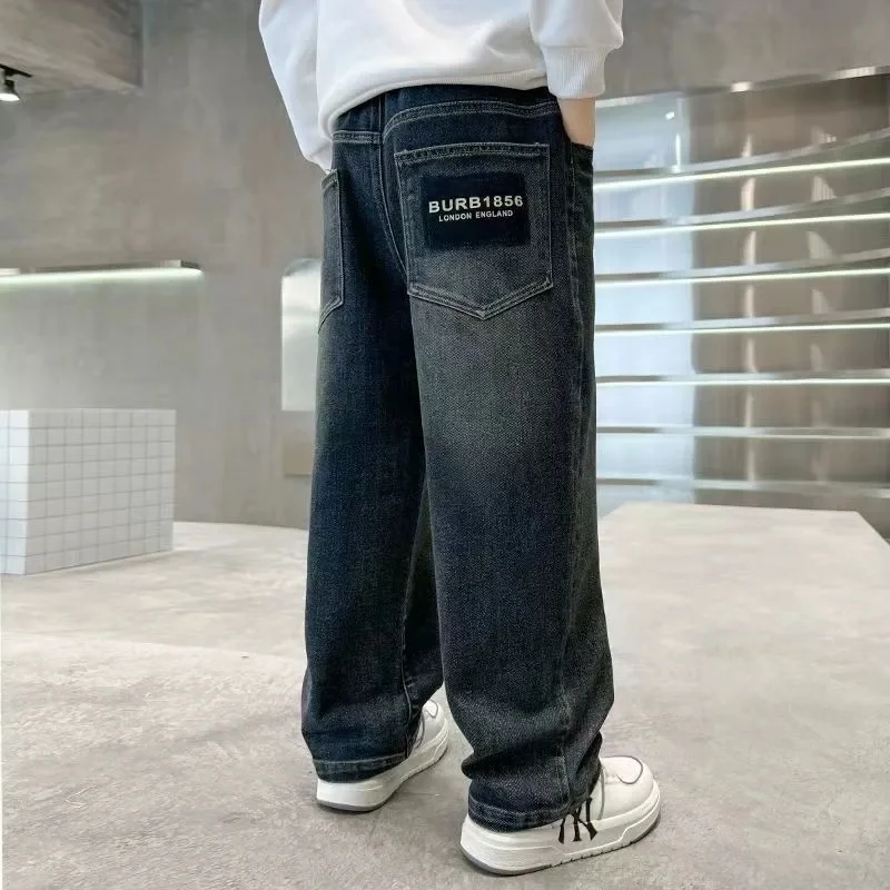 

2025 Boys' Jeans in Spring and Autumn, Mid To Large Children's Casual Pants, Handsome and Versatile, Boys' Pants, Street Style