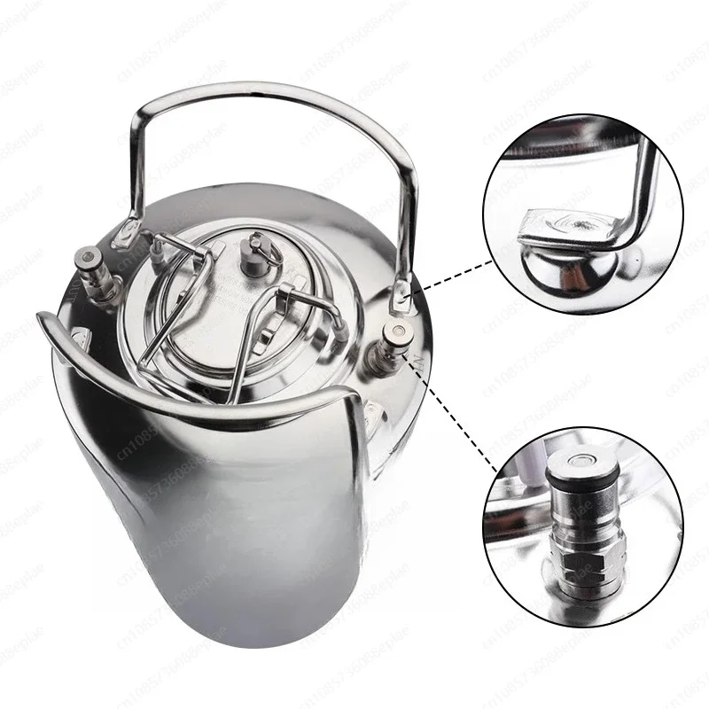 

6L Stainless Steel 304 Beer Keg 6L with Ball Lock Cornelius Style Fitting Kegs and Soda Wine Barrel with Metal Handles
