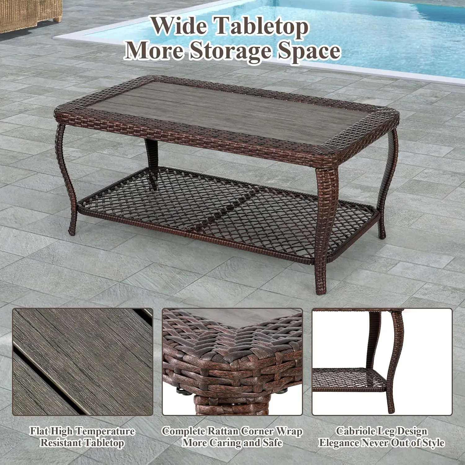 Conjunto de móveis para pátio ao ar livre, sofá e cadeiras secionais do Rattan, mesa de café, conjuntos de conversação do pátio, 6 pcs