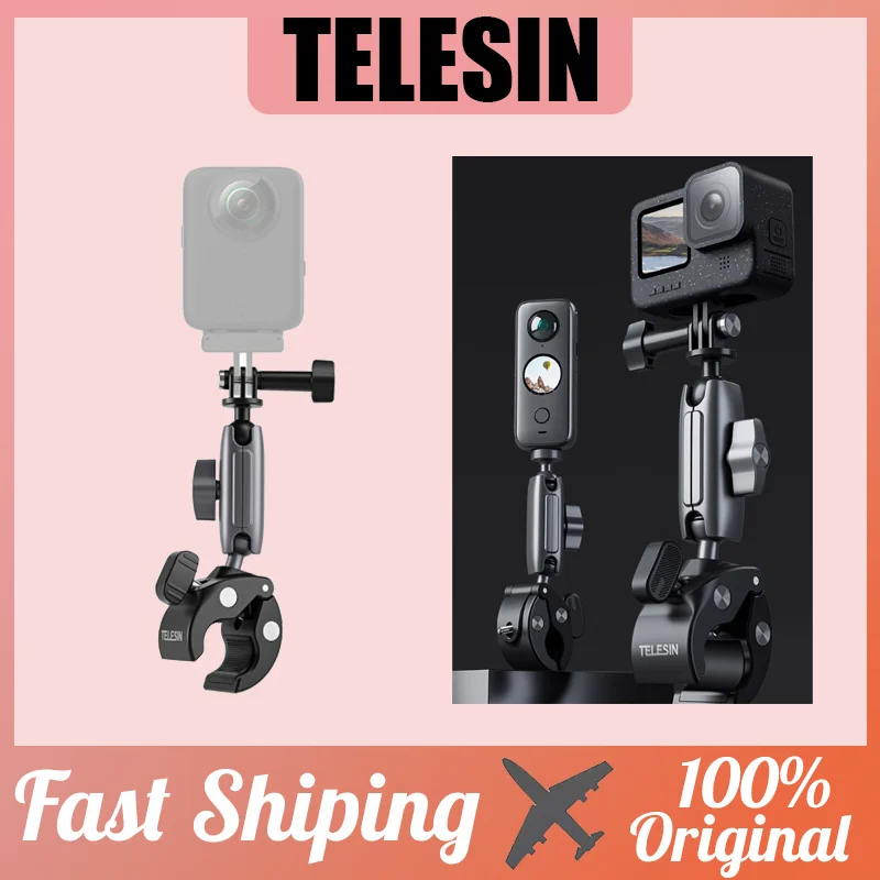 

Фиксированный зажим TELESIN для DJI OSMO 360, зажим для крепления на велосипедную рейку мотоцикла с шариком на 360 градусов для туристической велосипедной фотографии