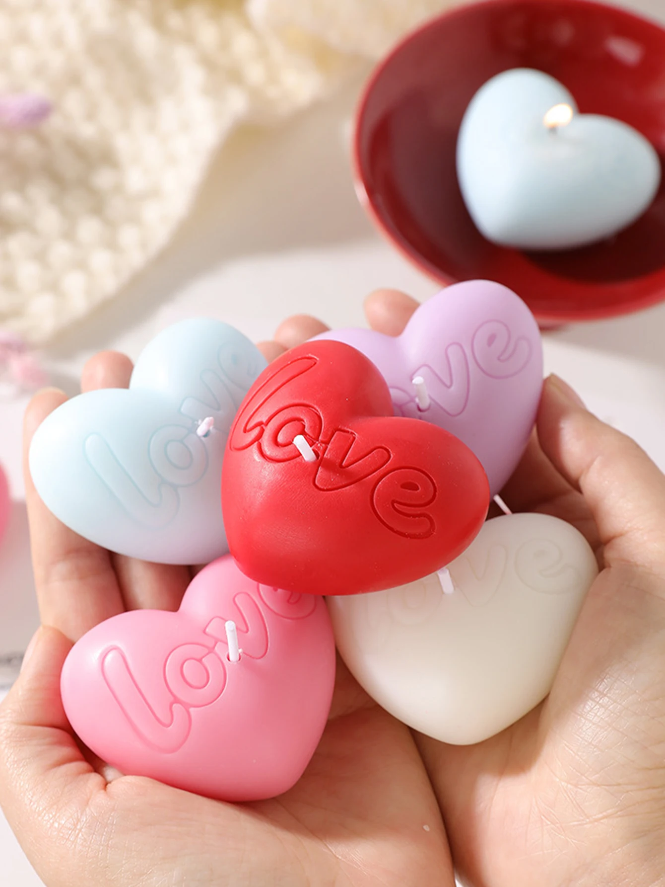 3D-Duftkerze mit Herzmotiv, niedliche Raumdekoration, Valentinstagsdekoration, Geschenke für Frauen (Valentinstag, Hochzeitsgeschenke, Dankesgeschenke))