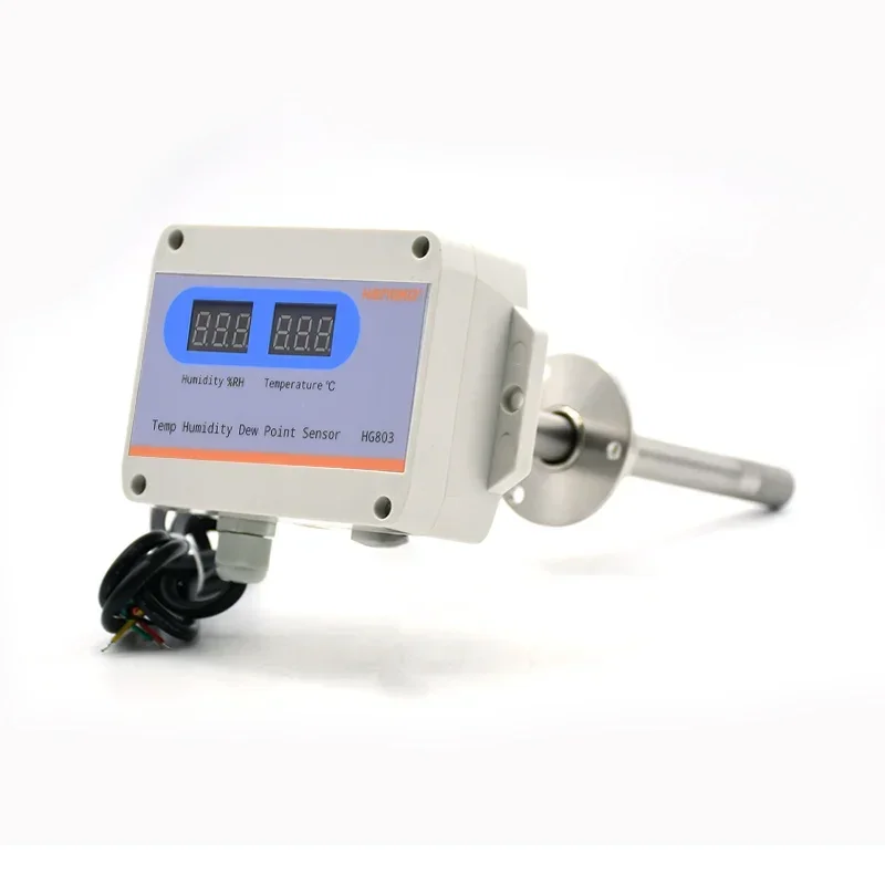 HG803 4W4P SS 15 flange Probe Sensor display meter Modbus RTU 4 20ma rs485 duct temperature and humidity sensor Transmitter