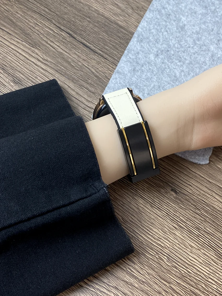 Ремешок кожаный и силиконовый для наручных часов, люксовый браслет с магнитной застежкой для huawei, Samsung, Galaxy, Garmin, 18 мм, 20 мм, 22 мм