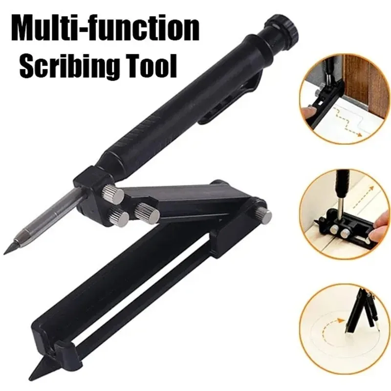 Multi-function Scribing Ruler Contour Gauge Scribe Compass Carpentry Graffiti Line Measuring Hand Tools Woodworking Construction
