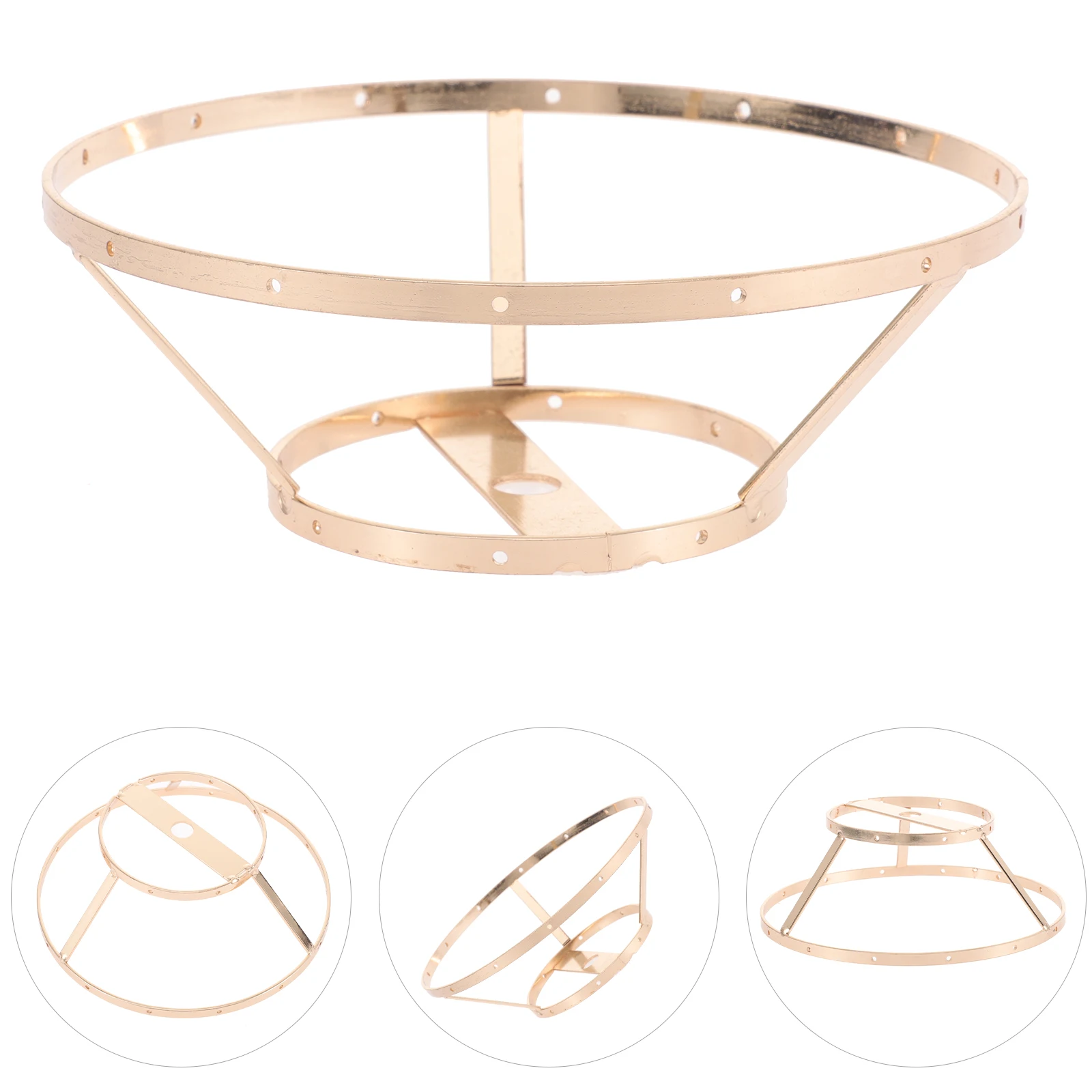 Marco de pantalla de lámpara DIY, estante de pantalla de Metal de 14 y 5cm, doble capa, conchas plateadas, marco de lámpara, lámpara de mesa, iluminación protectora