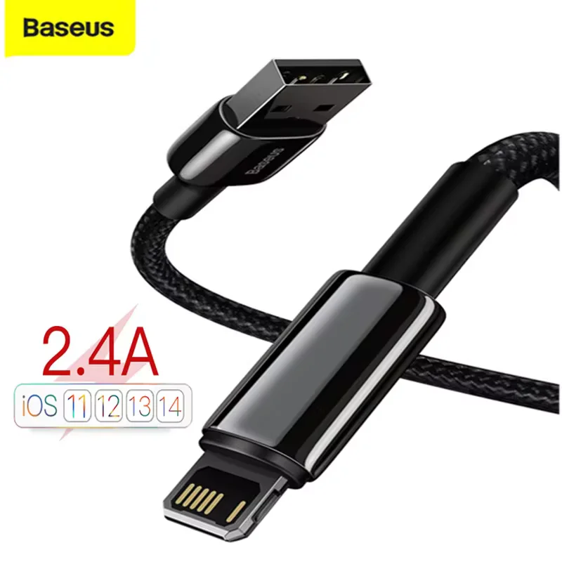 Baseus 2.4A USB Cable For iPhone 12 11 Pro Max XR Xs X Cable Fast Charging Cable for iPhone 13 Charger USB to Lighting Data Line