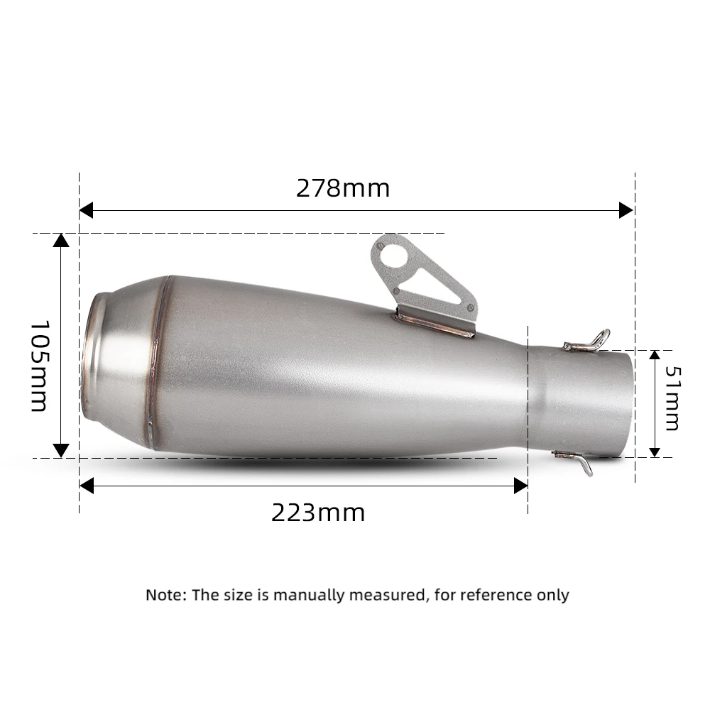 51mm Motorcycle Exhaust  Escape moto Modify Stainless Steel Muffler For Z750 800 900 CBR300 CBR500 C24 MT07 R3 S1000RR