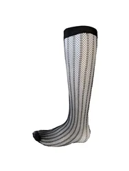 Men Sexy Fishnet Socks Striped Plaid High Tube Male Socks Hollow Out Transparent Soft Breathable Male Sock