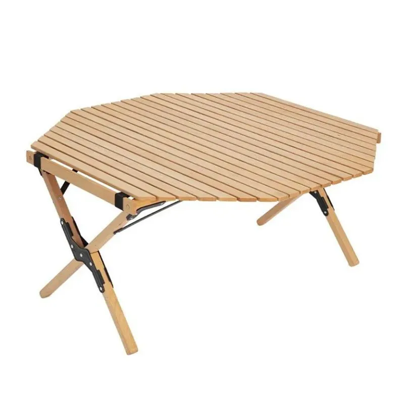 Simple solid wood octagonal Chicken rolls table Home multi person computer table Outdoor portable stall picnic camping folding