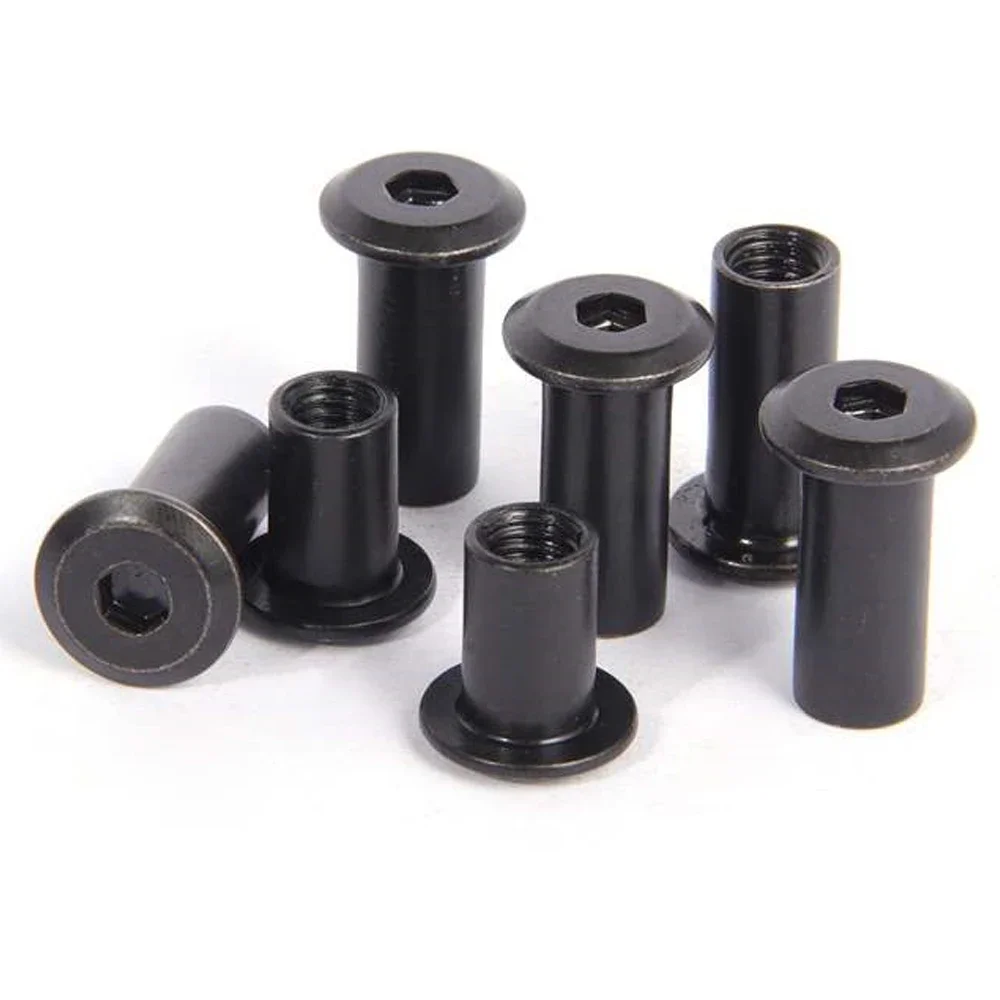 10pcs M3 M4 M5 M6 M8 Black Large Flat Hex Hexagon Socket Head Rivet Connector Insert Joint Sleeve Cap Butt Nut Carbon Steel