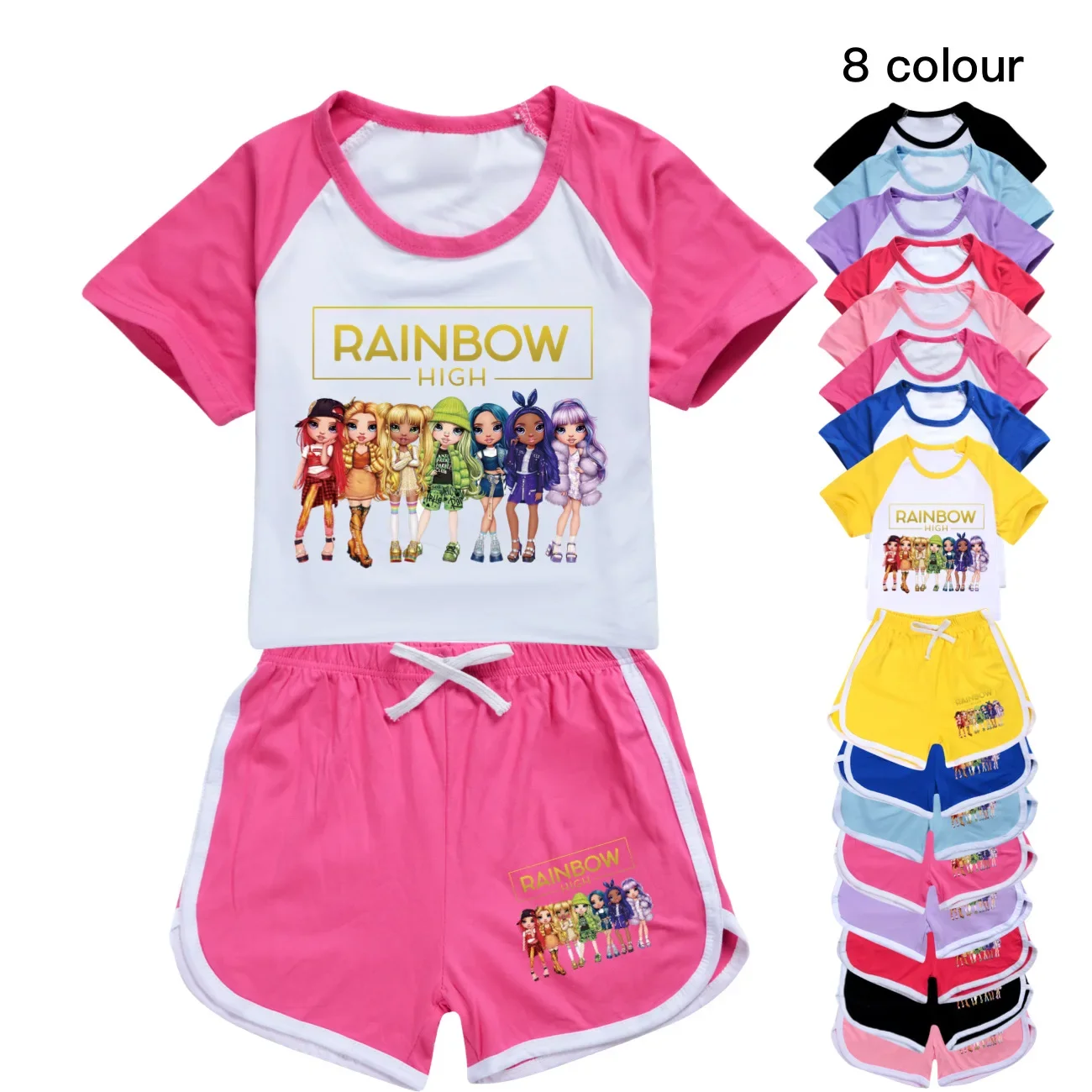 

Baby Boys rainbow high Cartoon Set Teenager Girls Clothing New Kids Clothes Cotton Sport Tracksuits T-shirts Sweatshirt Suit3317