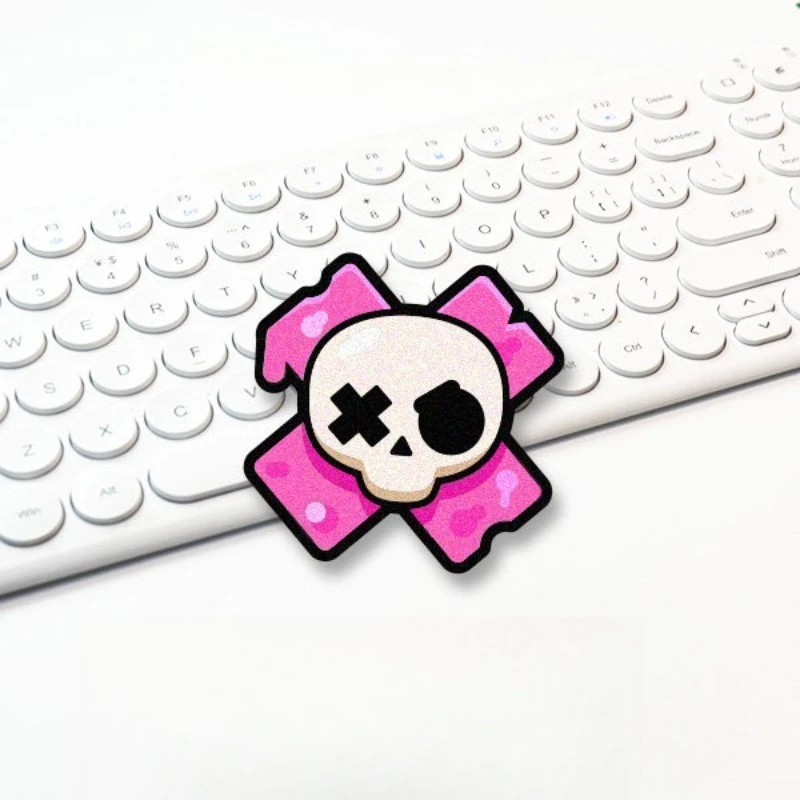 1 Stück Cartoon-Totenkopf Wasserdichter Vinyl-Aufkleber Rosa Weißer Aufkleber für Laptop Handy Auto Dekoration