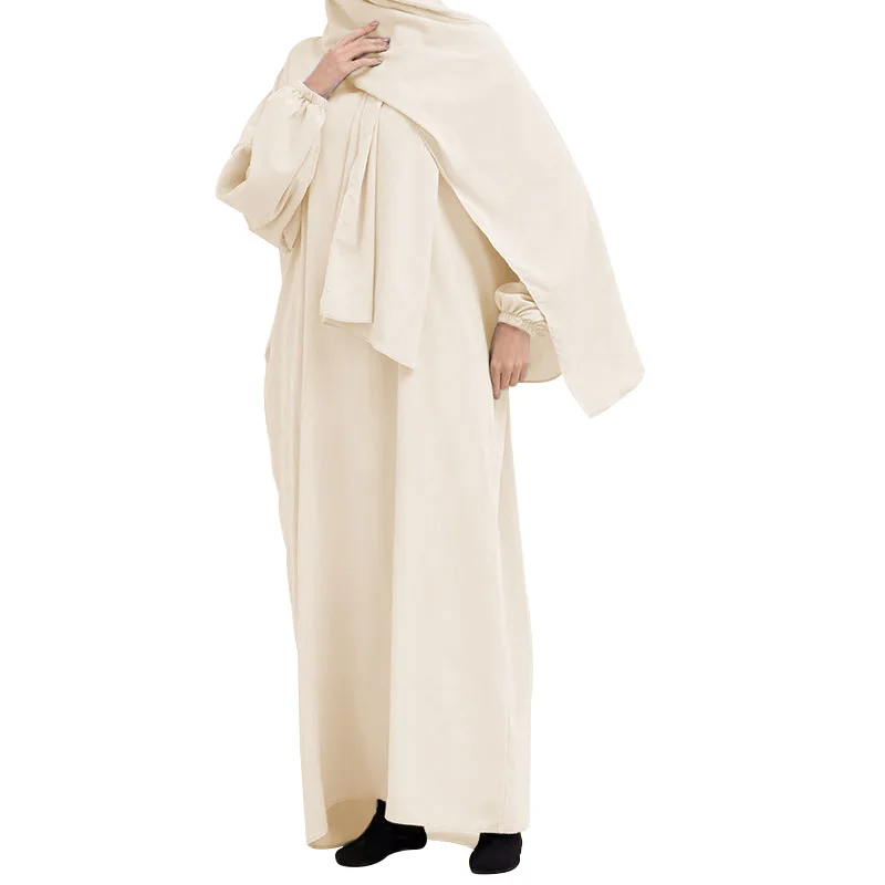 

Ramadan 2pcs Muslim Sets Abaya Hooded Hijab+abaya Suit Crinkle Prayer Dress Women IslamicDubai Saudi Robe Turkish Kaftan