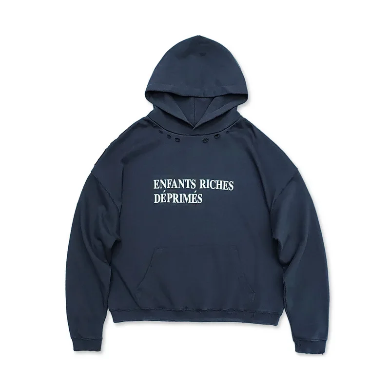 

25SS fall and winter new new EDR melancholy rich second-generation heavy washing broken holes hooded sweatshirt casual hoodie