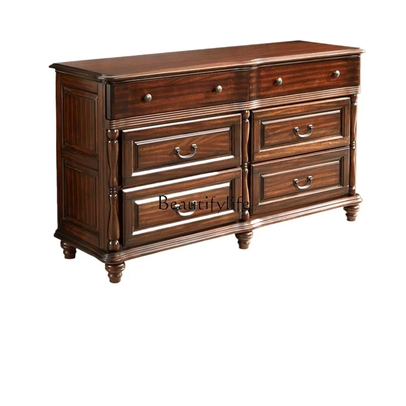 

FG26-*American chest all solid wood black walnut multi-functional six chest cabinet