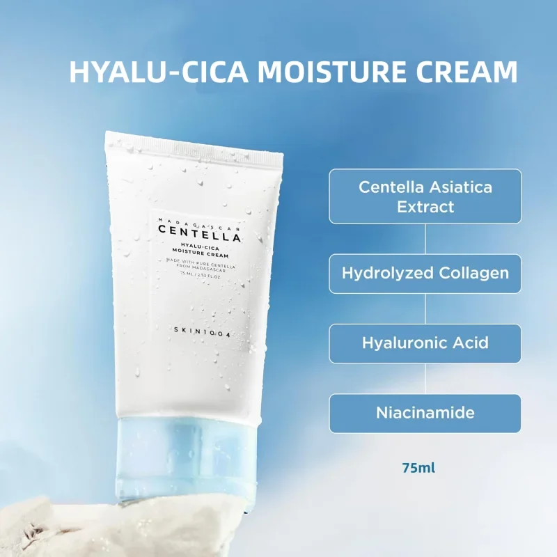 Korean Madagascar Centella Hyalu-Cica Moisture Cream,Hyaluronic Acid Deep Hydration Face Nourishing Moisturizer Cream 75ml