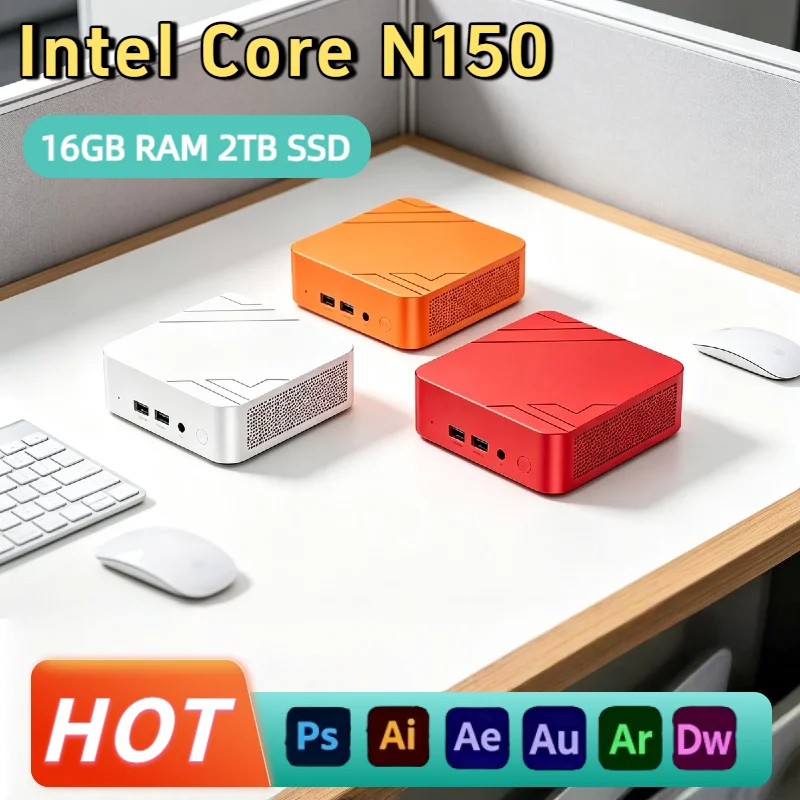 Intel Core N150 Mini PC 16GB RAM 2TB NVMe SSD Triple 4K Display WiFi6 High Performance Office Home Small Computer Pro