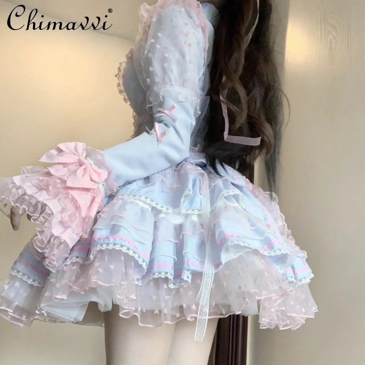 Original Lolita Dopamine Multicolor Dress Summer New Girly Style Sweet Cute Lace Stitching Ladies Dress Student Mini Dresses