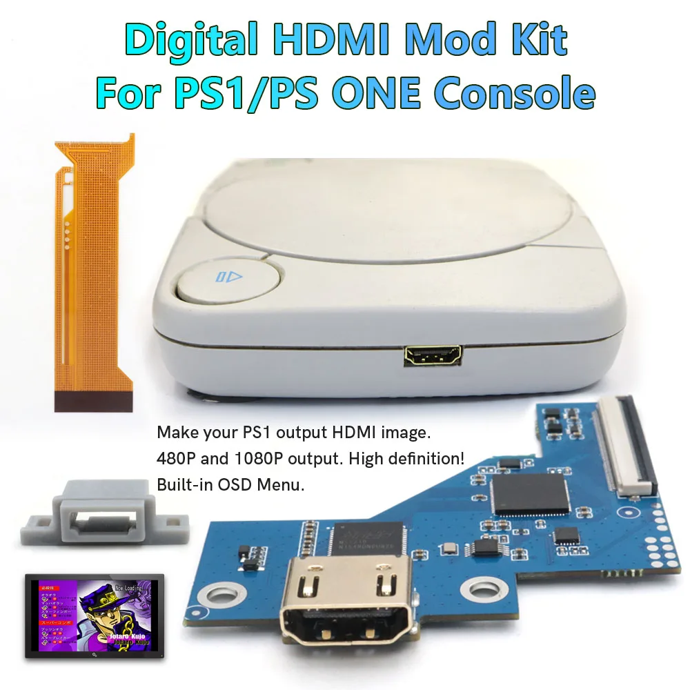 

Digital HDMI For PS1 HDMI MOD Kit Digital to Digital HDMI internal TV PCB board Mod Kit For PS1 Console