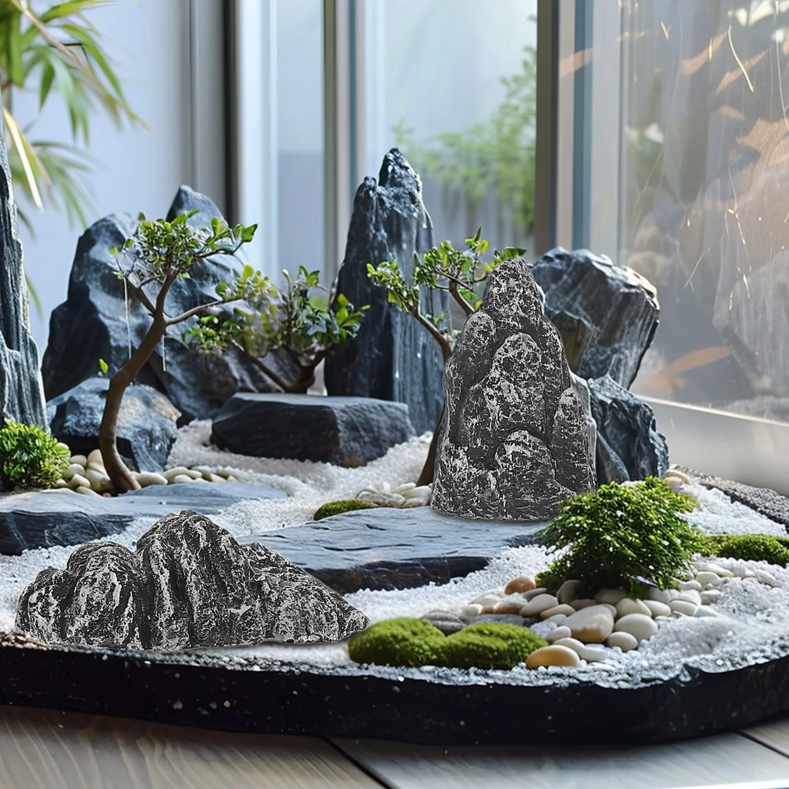 

4Pcs Versatile Aquarium Decor Rocks Sturdy Material Mini Stone Ornaments for Indoor Outdoor Water Features Micro Landscape
