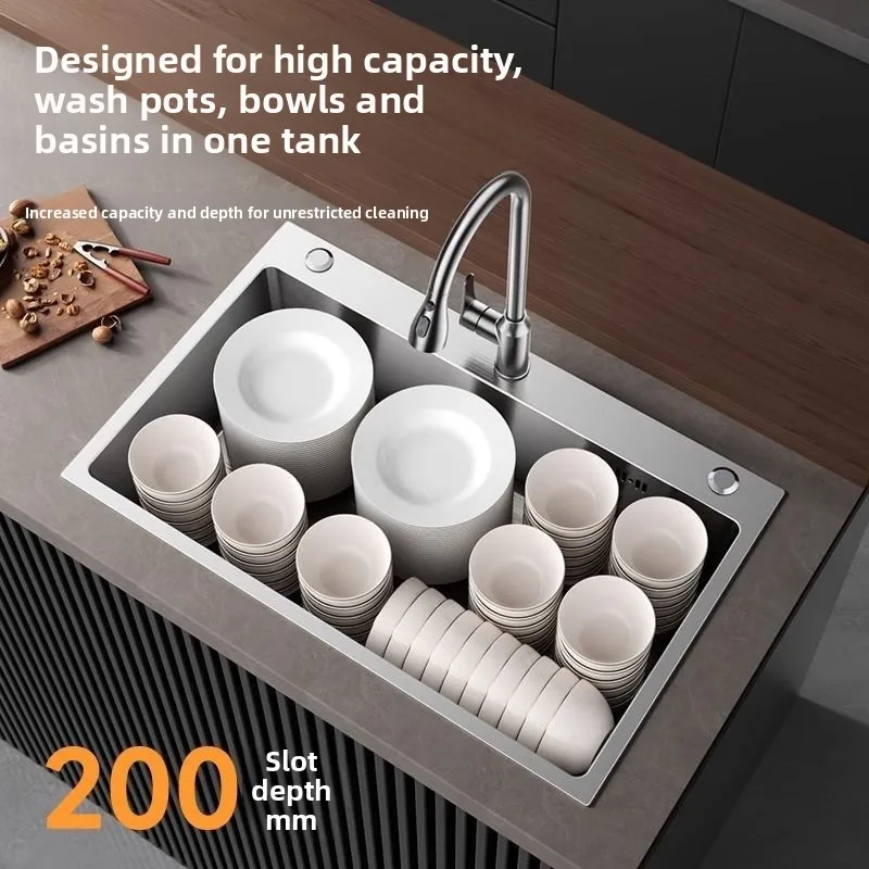 Thickened Silver Nano Stainless Steel Sink Large Single Bowl Dishwashing Vegetable Washing Brushed Kitchen kitchen sink