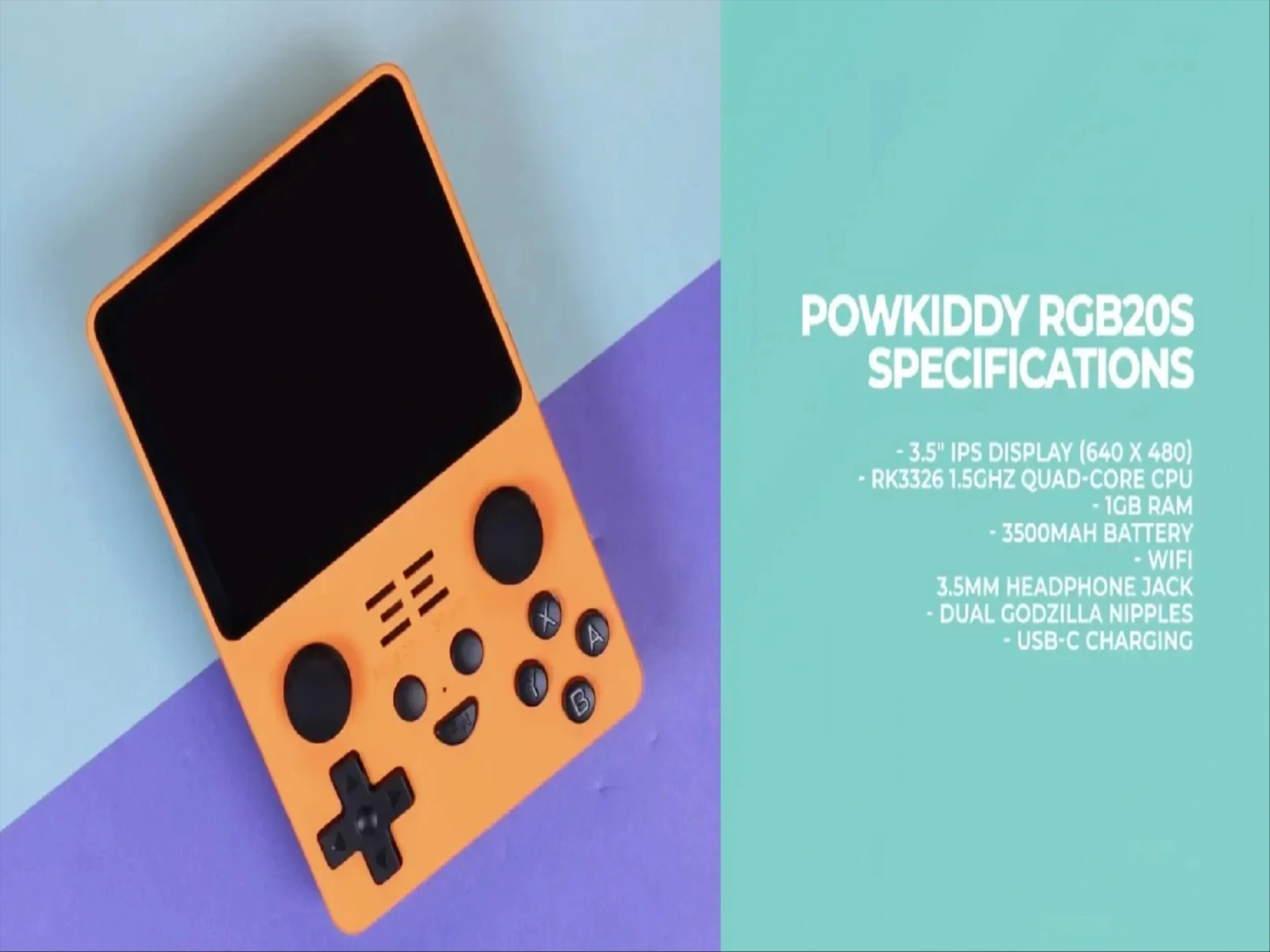 POWKIDDY RGB20S レトロハンドヘルドゲームコンソール 3.5 インチ IPS スクリーンオープンソースシステム RK3326 4:3 IPS スクリーン子供のギフト