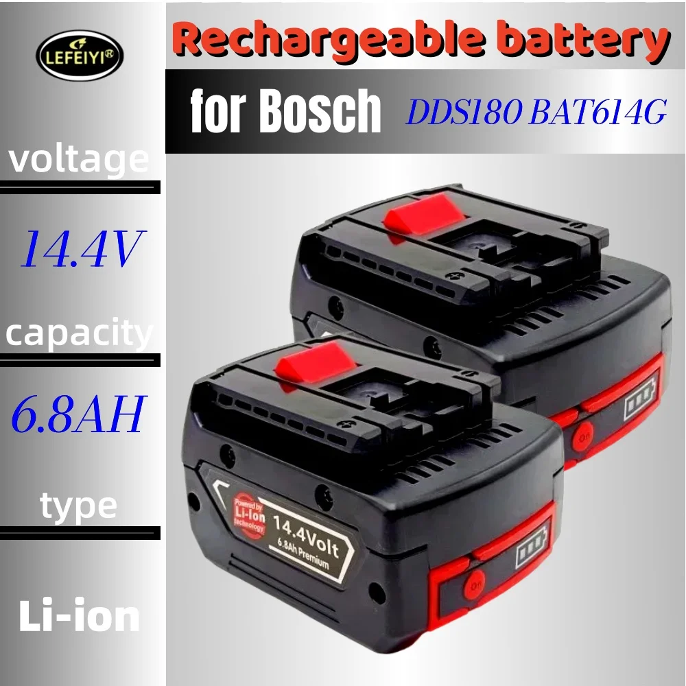 Original Battery for Bosch 14.4V 6.8Ah for GBH GDR GSR DDS180 BAT614G (KC) Replacement Li-ion Batter