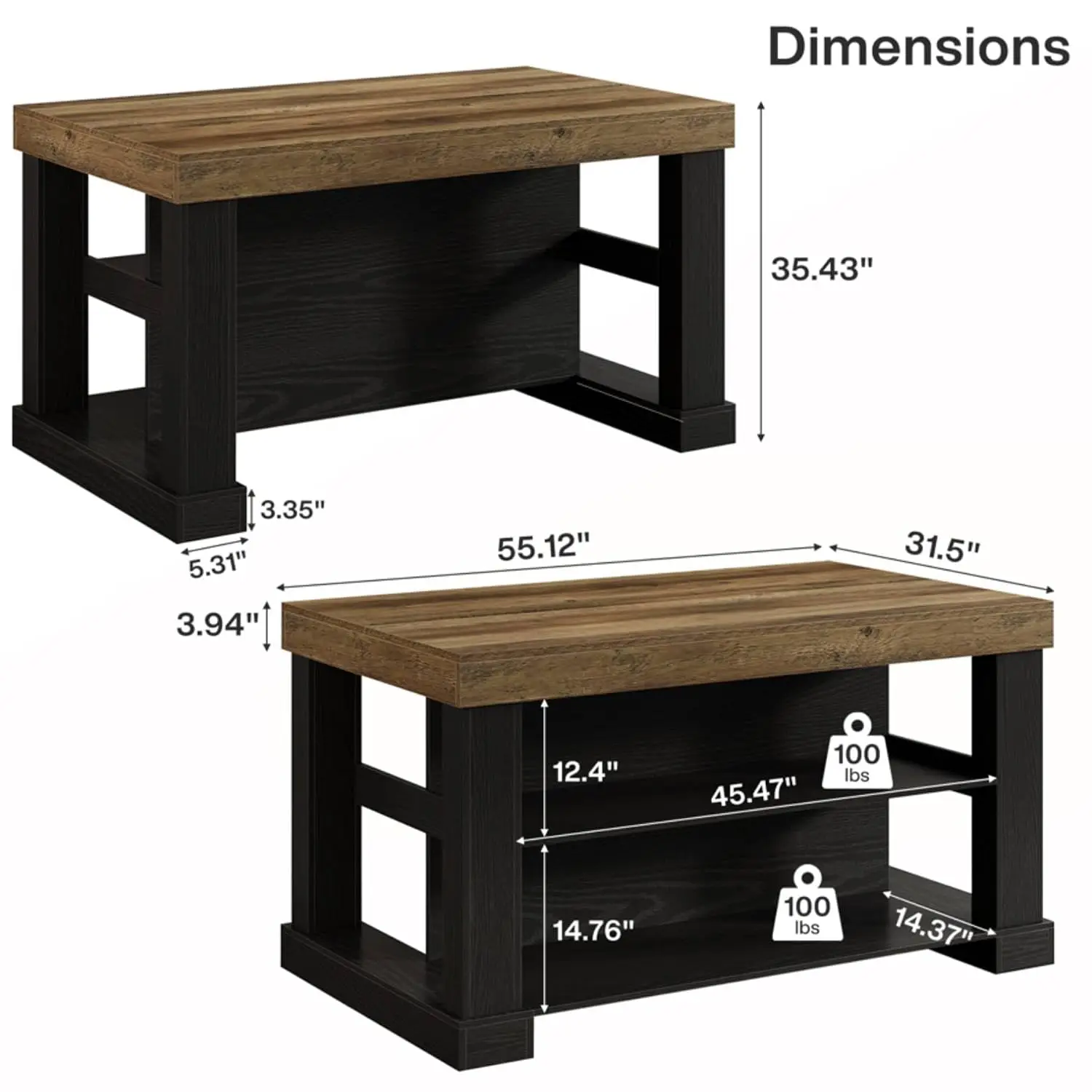 Rectangular Bar Table, High Top Pub Table with 3 Shelves, Customized