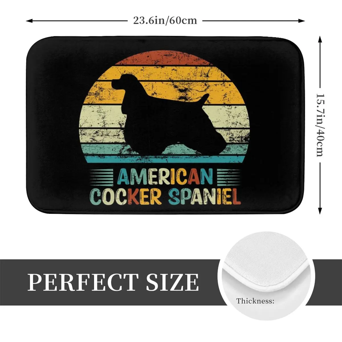 American Cocker Spaniel Dog Silhouette Vintage Doormat Non-slip Bath Mats Home Entrance Rugs Kitchen Living Room Carpet Footpad