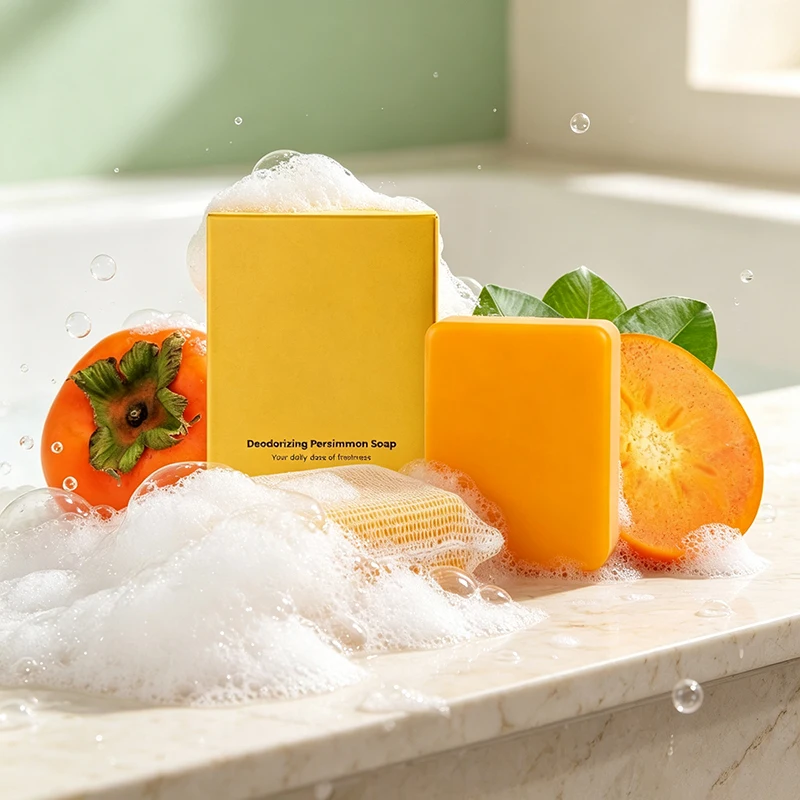 Body Deodorant Persimmon Soap Bar Refreshing Deep Cleansing Long‑lasting Fresh Scent Mild Cleanser For Body Bath Washing Soap