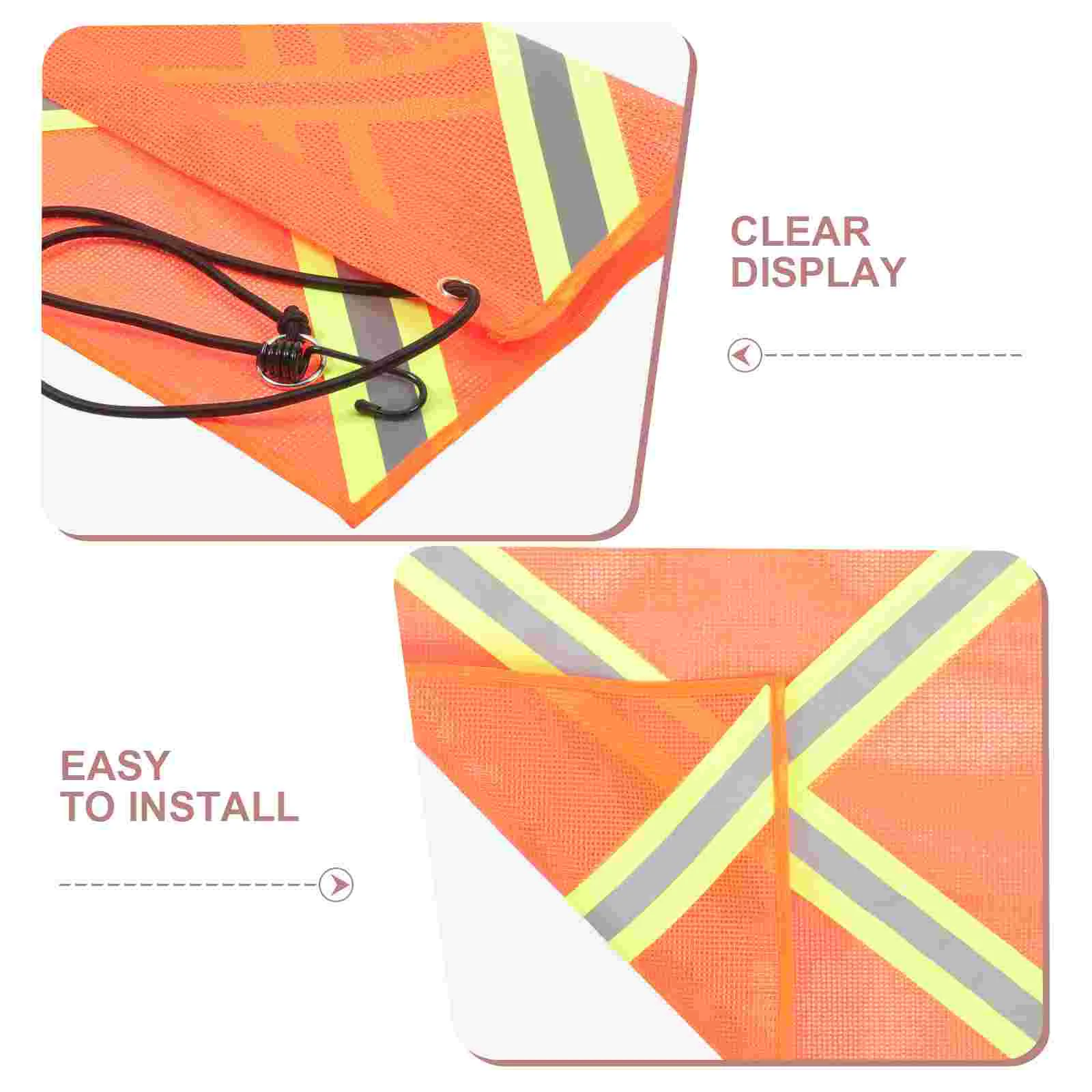 Safety Flag with Bungee Rope Hanging Signal for Night Mesh Car Reflective Flags